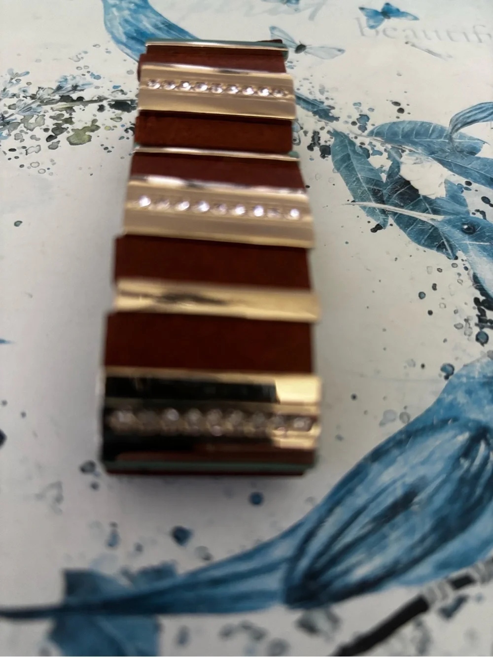 vintage multi-strand leather expansion bracelet accented with alternating silver